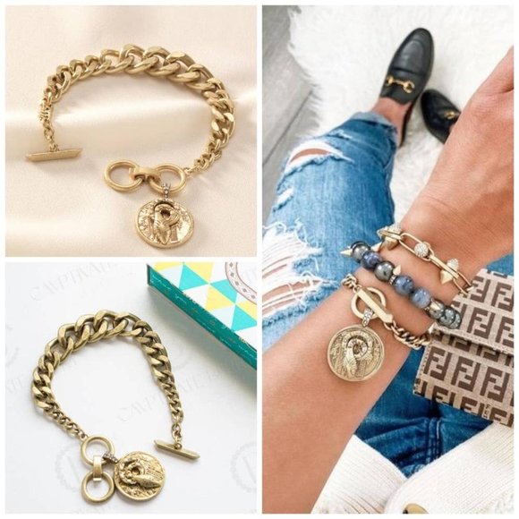 Heritage Coin Bracelet in Gold New in Box - Picture 1 of 4
